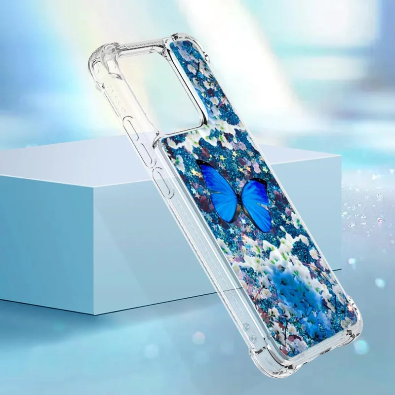 Funda TPU para Xiaomi Redmi 10C 4G con diseño impreso de arena movediza y patrón - Mariposa azul
