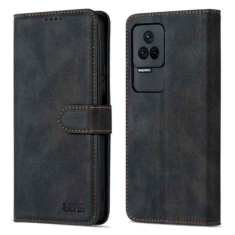 AZNS Para Xiaomi Redmi K50/K50 Pro PU Pulho Capela Capelo de Capela Case Corpo Proteção Magnética Tampa Dobrável de Fólio - Preto