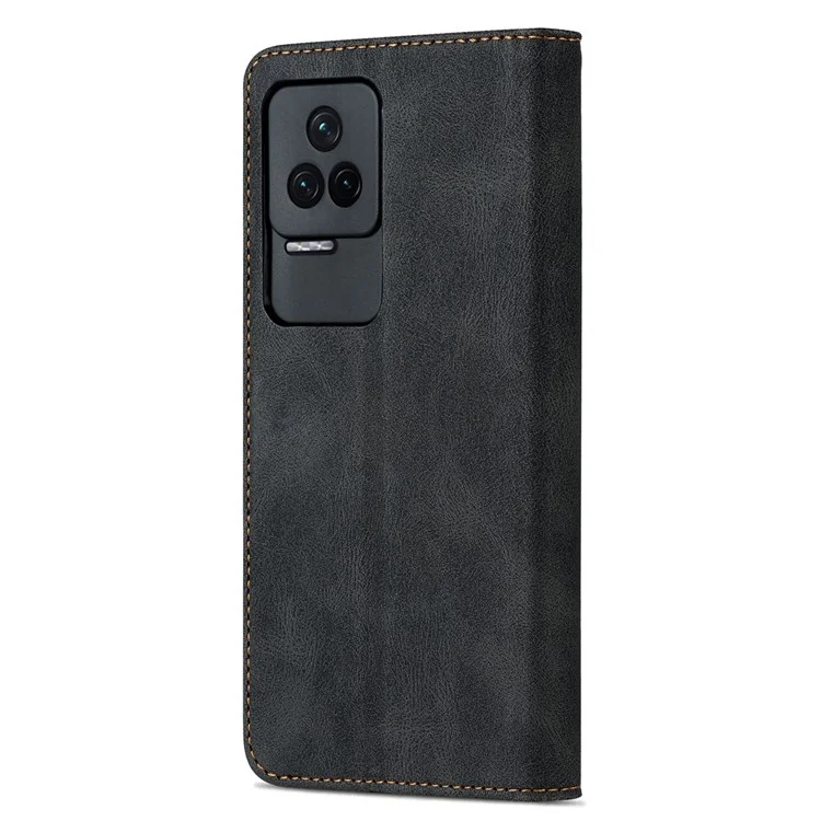 AZNS Para Xiaomi Redmi K50/K50 Pro PU Pulho Capela Capelo de Capela Case Corpo Proteção Magnética Tampa Dobrável de Fólio - Preto