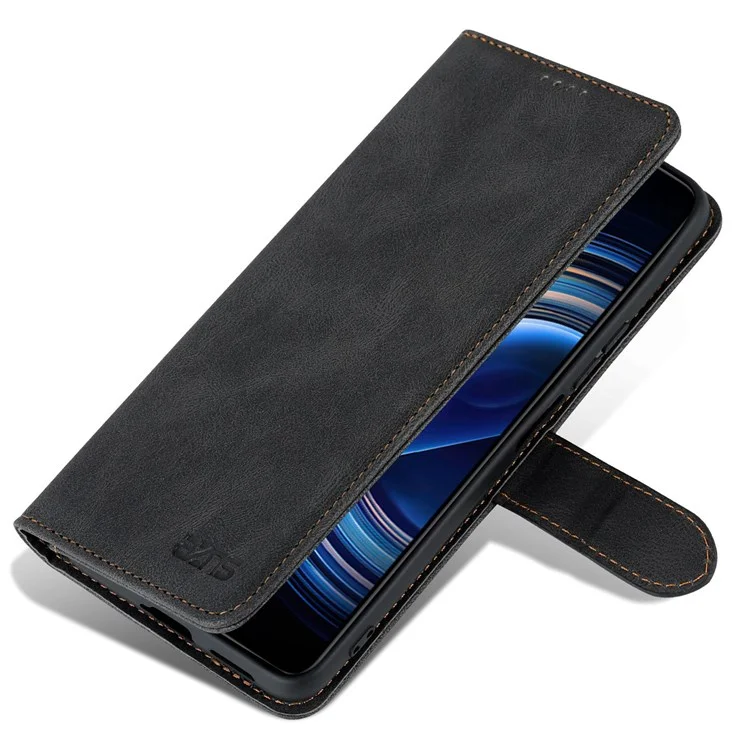 Azns Per Xiaomi Redmi K50/K50 Pro pu Leather Wallet Telet Case di Protezione Per il Corpo Full Follio Coperchio Pieghevole Del Folio Magnetico - Nero