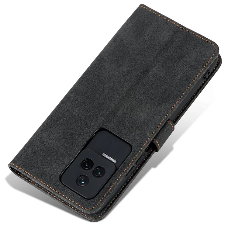 AZNS Para Xiaomi Redmi K50/K50 Pro PU Pulho Capela Capelo de Capela Case Corpo Proteção Magnética Tampa Dobrável de Fólio - Preto