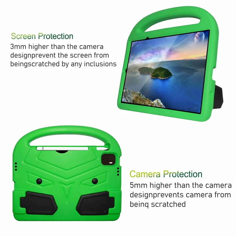 For Xiaomi Pad 5/Pad 5 Pro Portable Handle Bird Pattern Design Anti-drop EVA Tablet Case Cover with Foldable Kickstand - Green