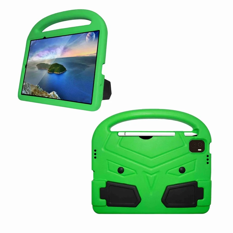 For Xiaomi Pad 5/Pad 5 Pro Portable Handle Bird Pattern Design Anti-drop EVA Tablet Case Cover with Foldable Kickstand - Green