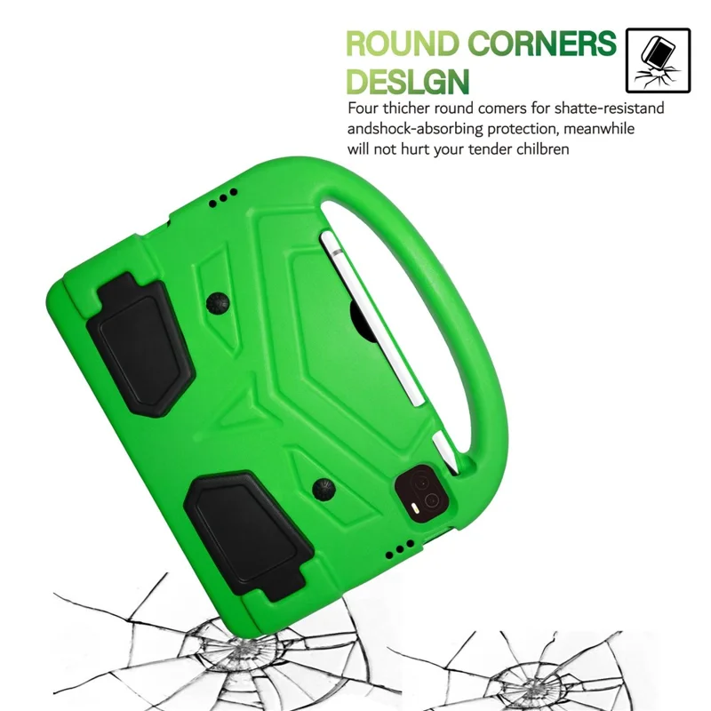 For Xiaomi Pad 5/Pad 5 Pro Portable Handle Bird Pattern Design Anti-drop EVA Tablet Case Cover with Foldable Kickstand - Green