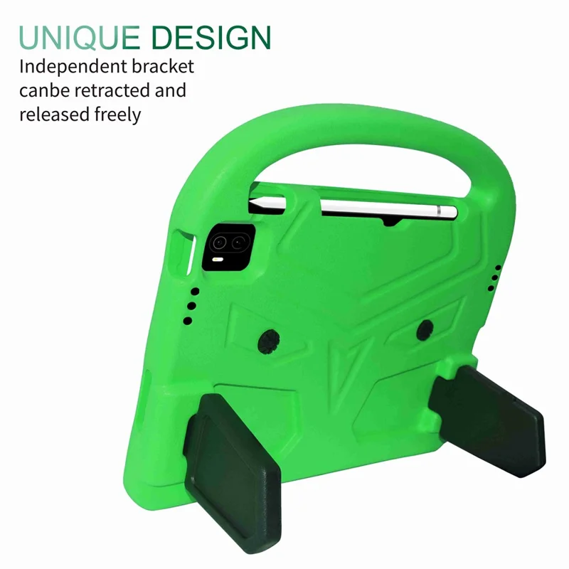 For Xiaomi Pad 5/Pad 5 Pro Portable Handle Bird Pattern Design Anti-drop EVA Tablet Case Cover with Foldable Kickstand - Green
