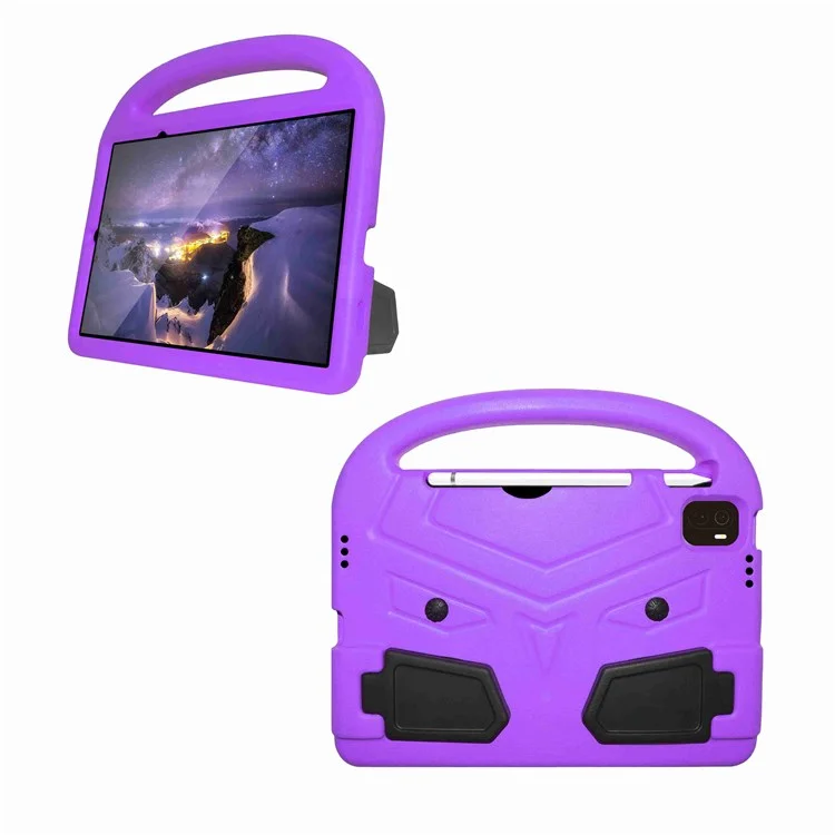 For Xiaomi Pad 5/Pad 5 Pro Portable Handle Bird Pattern Design Anti-drop EVA Tablet Case Cover with Foldable Kickstand - Purple