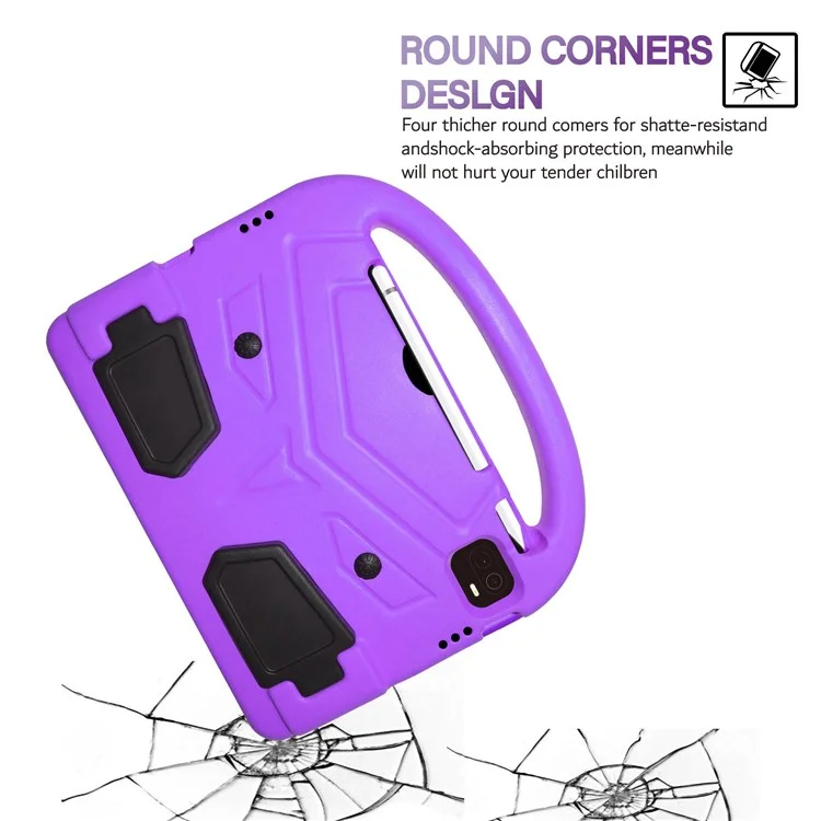 For Xiaomi Pad 5/Pad 5 Pro Portable Handle Bird Pattern Design Anti-drop EVA Tablet Case Cover with Foldable Kickstand - Purple