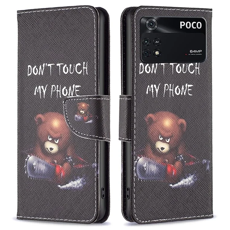 BF Muster Druckleder Leder-serie-1 Für Xiaomi Poco M4 Pro 4G PU Leder Brieftasche Abdeckung Magnetische Verschluss Telefonhülle - Bär