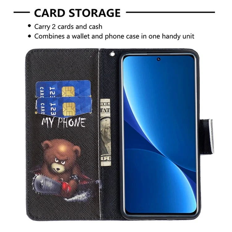 BF Muster Druckleder Leder-serie-1 Für Xiaomi Poco M4 Pro 4G PU Leder Brieftasche Abdeckung Magnetische Verschluss Telefonhülle - Bär