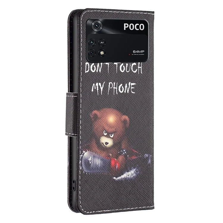 BF Muster Druckleder Leder-serie-1 Für Xiaomi Poco M4 Pro 4G PU Leder Brieftasche Abdeckung Magnetische Verschluss Telefonhülle - Bär