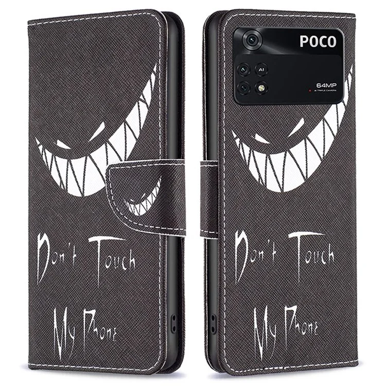 BF Pattern Printing Leather Series-1 für Xiaomi Poco M4 Pro 4G PU-Leder-Brieftasche Standfunktion Magnetischer Verschluss Handyhülle - Fassen Sie mein Telefon nicht an