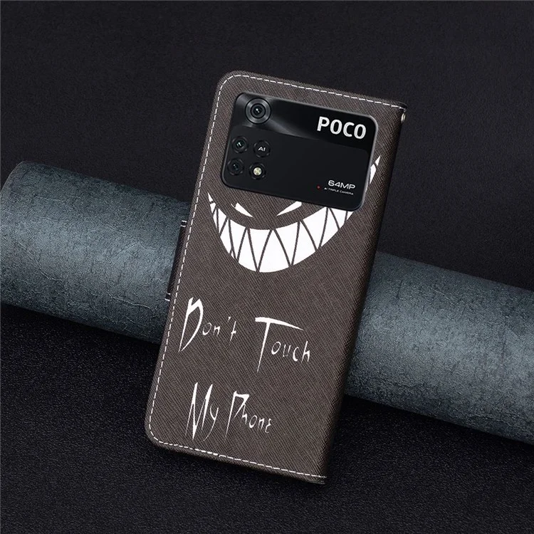 BF Pattern Printing Leather Series-1 für Xiaomi Poco M4 Pro 4G PU-Leder-Brieftasche Standfunktion Magnetischer Verschluss Handyhülle - Fassen Sie mein Telefon nicht an