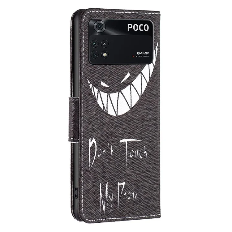 BF Pattern Printing Leather Series-1 für Xiaomi Poco M4 Pro 4G PU-Leder-Brieftasche Standfunktion Magnetischer Verschluss Handyhülle - Fassen Sie mein Telefon nicht an