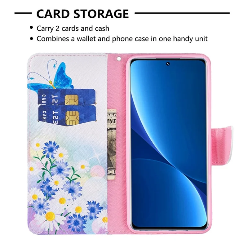 BF Pattern Printing Leather Series-1 per Xiaomi Poco M4 Pro 4G Custodia in pelle PU con supporto e chiusura magnetica - Farfalla e Fiori