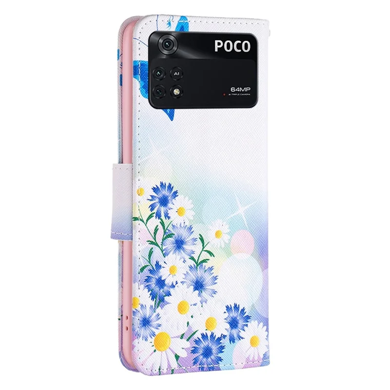 BF Pattern Printing Leather Series-1 per Xiaomi Poco M4 Pro 4G Custodia in pelle PU con supporto e chiusura magnetica - Farfalla e Fiori