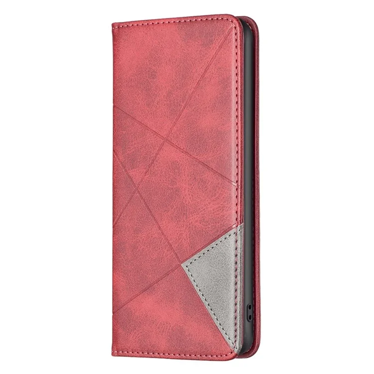 BF Imprinting Pattern Series-1 per Xiaomi Poco M4 Pro 4G Custodia per telefono in pelle PU con tasca per schede e motivo a rombi - Rosso