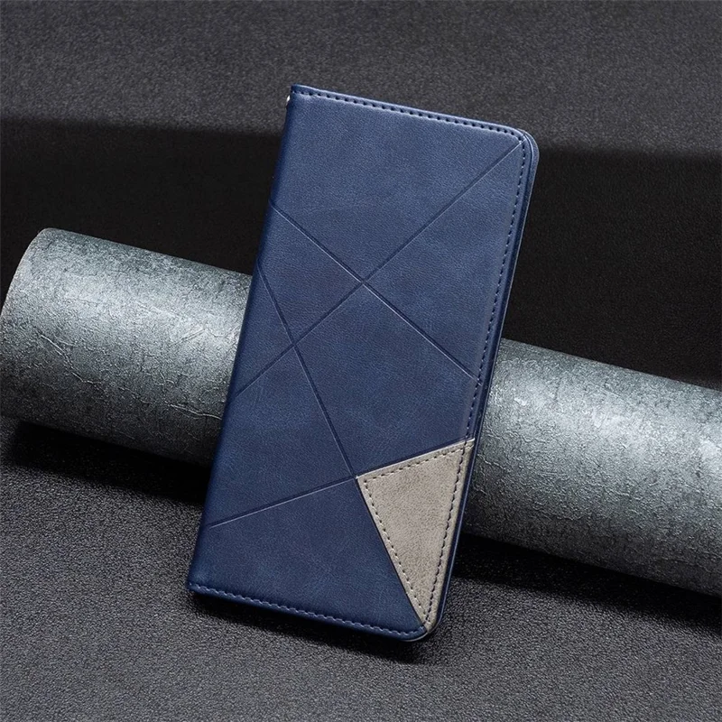 For Xiaomi Poco M4 Pro 4G Leather Case with Card Holder Imprinting Pattern Phone Stand Cover - Blue