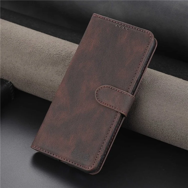 Azns Per Xiaomi Poco F4 5G / Redmi K40S 5G Wallet Style PU Leather Telefono Custodia Magnetica Antide-fallo Con Supporto - Marrone