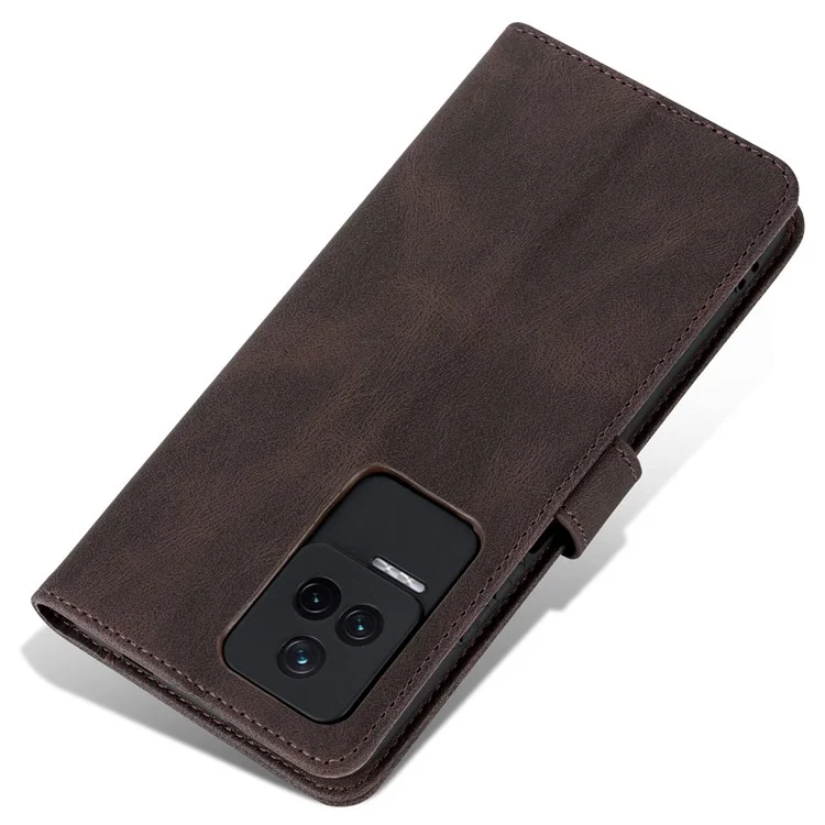 Azns Per Xiaomi Poco F4 5G / Redmi K40S 5G Wallet Style PU Leather Telefono Custodia Magnetica Antide-fallo Con Supporto - Marrone