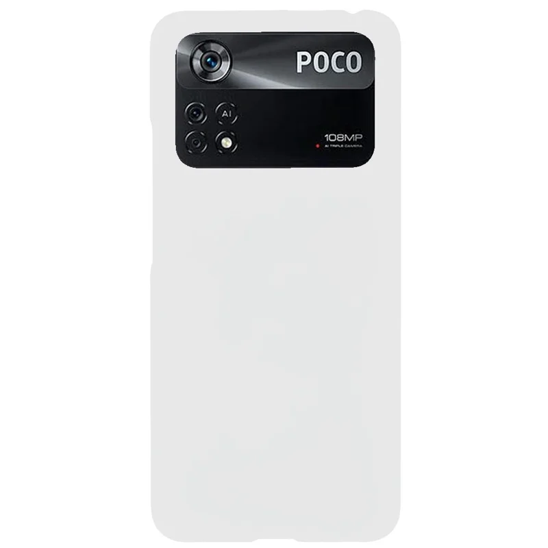 For Xiaomi Poco X4 Pro 4G Rubberized Finish Mobile Phone Case Glossy Surface Hard PC Back Cover - White