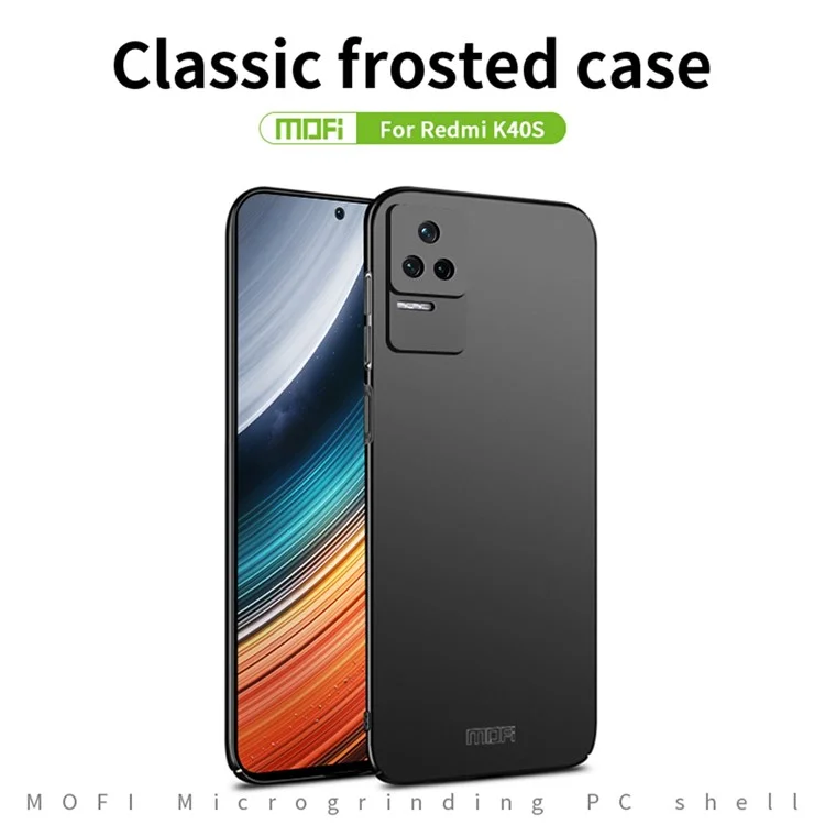 MOFI JK PC Series-1 Shield PC Phone Case per Xiaomi Poco F4 5G / Redmi K40S 5G, Finitura Opaca Setosa Anti-caduta Cover con Cinturino - Nero