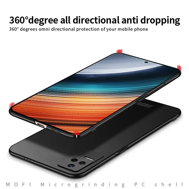 MOFI JK PC Series-1 Shield PC Phone Case per Xiaomi Poco F4 5G / Redmi K40S 5G, Finitura Opaca Setosa Anti-caduta Cover con Cinturino - Nero