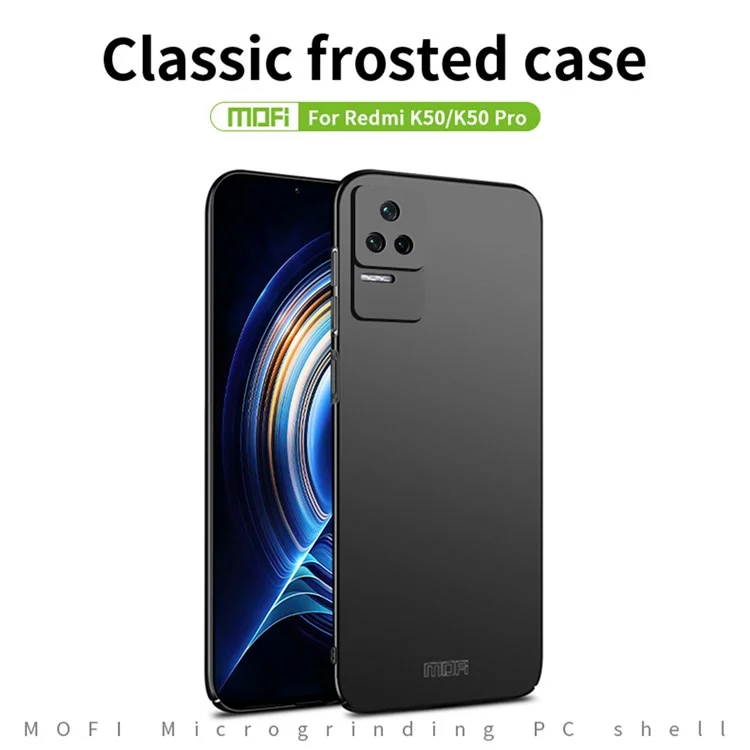 Mofi JK PC ​​series-1-schild Für Xiaomi Redmi K50/K50 Pro, Matte PC Phone Case Stoßdämpferung Ultra Slim Handy Shell Mit Riemen - Schwarz