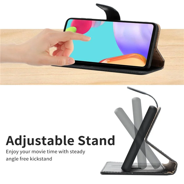 Texture Nappa Custodia in Pelle Genuina Per Xiaomi Poco X4 Pro 5G, Portafoglio Anti-collisione Design Magnetico Chiusura Del Cellulare Shell - Nero