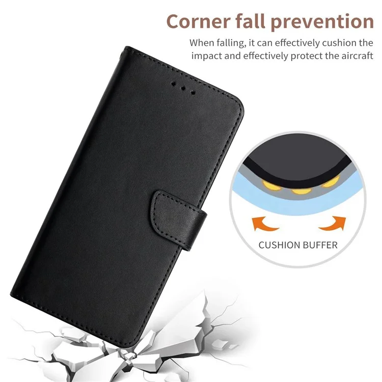 Texture Nappa Custodia in Pelle Genuina Per Xiaomi Poco X4 Pro 5G, Portafoglio Anti-collisione Design Magnetico Chiusura Del Cellulare Shell - Nero