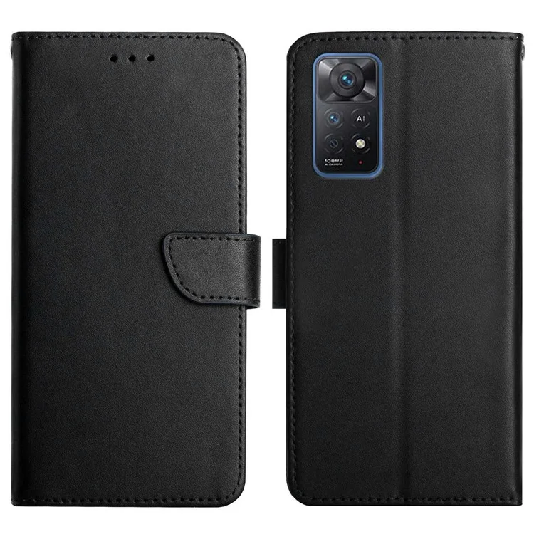 Per Xiaomi Redmi Note 11 Pro 4G (mediatek)/nota 11 Pro 5G (Qualcomm) Nappa Texture Anti-fall Wallet Case Guida Per Telefono Magnetico in Pelle Vera Con Supporto - Nero