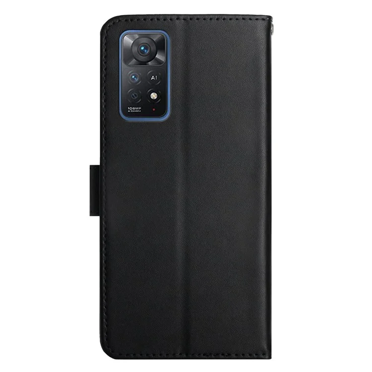 Per Xiaomi Redmi Note 11 Pro 4G (mediatek)/nota 11 Pro 5G (Qualcomm) Nappa Texture Anti-fall Wallet Case Guida Per Telefono Magnetico in Pelle Vera Con Supporto - Nero