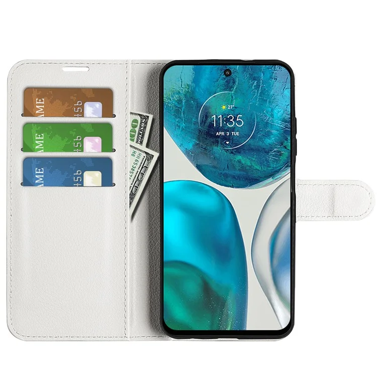 Per Motorola Moto G52 4G/G82 5G Litchi Texture Telefono Case PU Peth+tpu Visualizza il Portafoglio Protezione Copertina Del Telefono Protettivo - Bianca