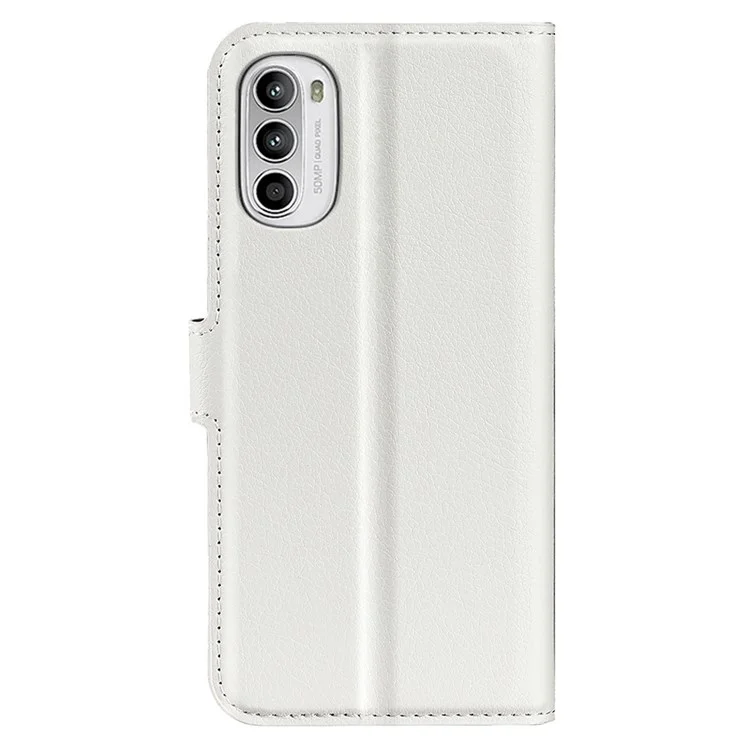 Per Motorola Moto G52 4G/G82 5G Litchi Texture Telefono Case PU Peth+tpu Visualizza il Portafoglio Protezione Copertina Del Telefono Protettivo - Bianca