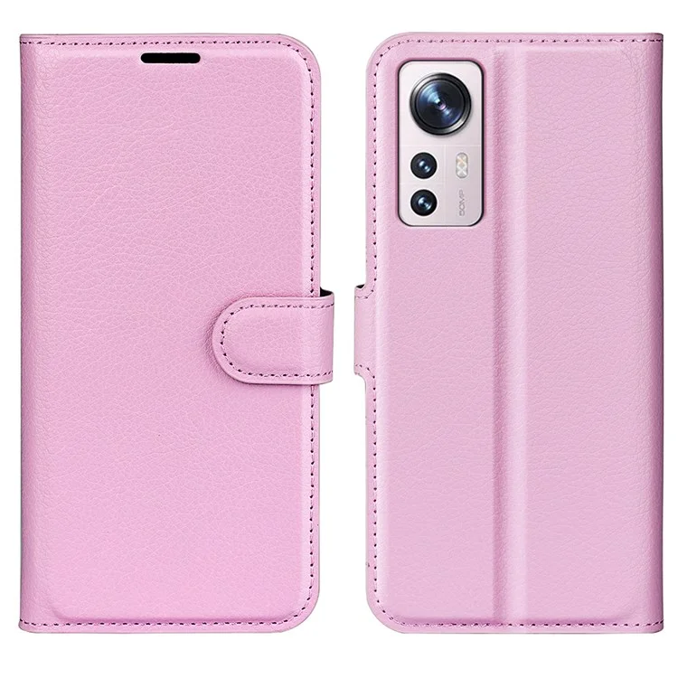 Для Xiaomi 12 Lite Litchi Texture Chace Case Cute Кожа+TPU Регулируемая Подставка Для Защитной Телефонной Крышки Кошелька - Розовый
