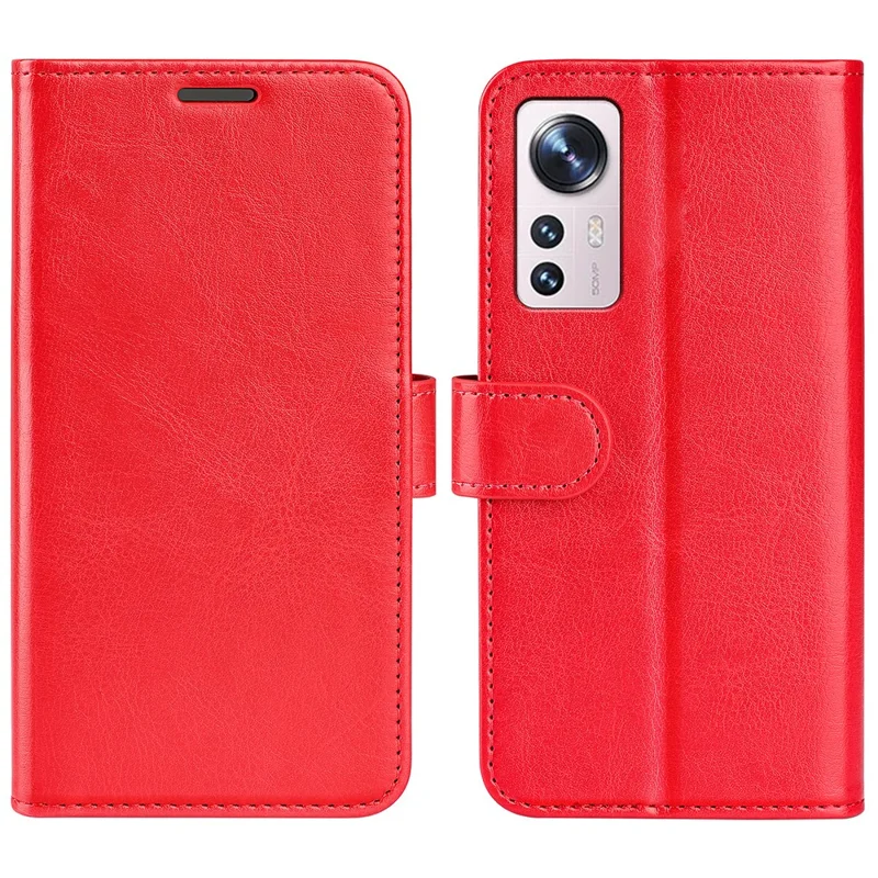For Xiaomi 12 Lite Wallet Style PU Leather Shell, Crazy Horse Texture Case Magnetic Closure Folio Flip Phone Cover with Stand - Red