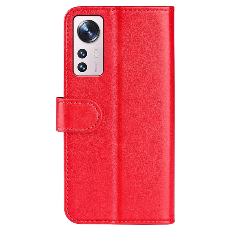 For Xiaomi 12 Lite Wallet Style PU Leather Shell, Crazy Horse Texture Case Magnetic Closure Folio Flip Phone Cover with Stand - Red