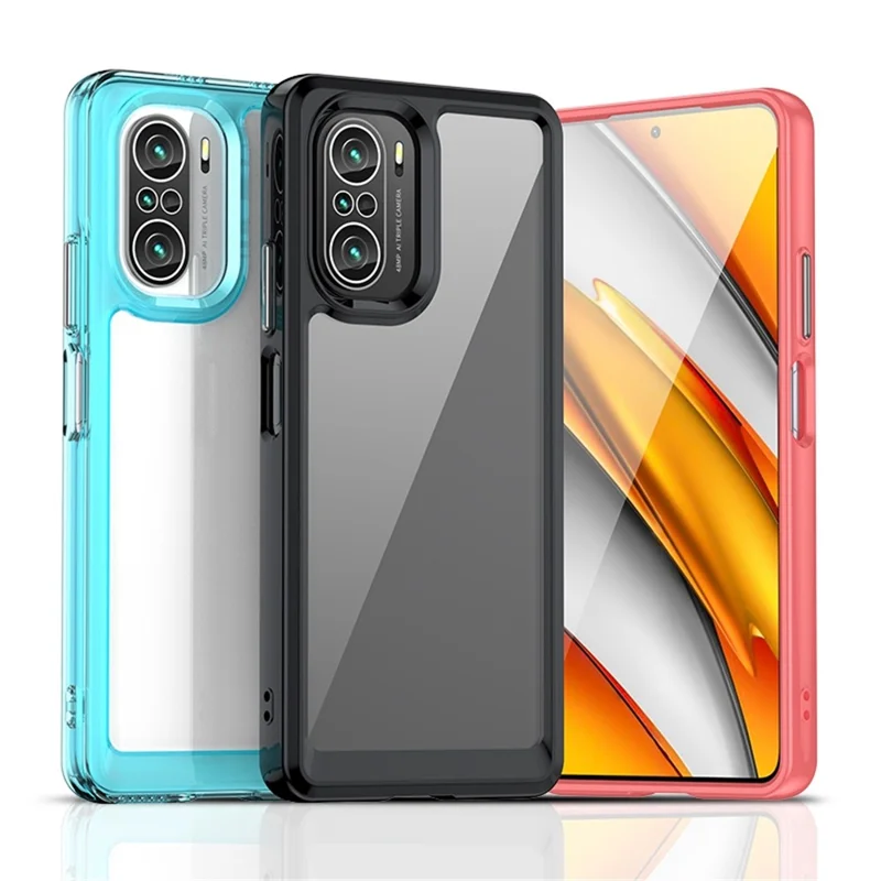 Para Xiaomi Poco F3/Mi 11i/Mi 11X/Mi 11X Pro/Redmi K40/K40 Pro/K40 Pro+ Carcasa de teléfono independiente de botones Híbrida de TPU+Acrílico - Azul bebé