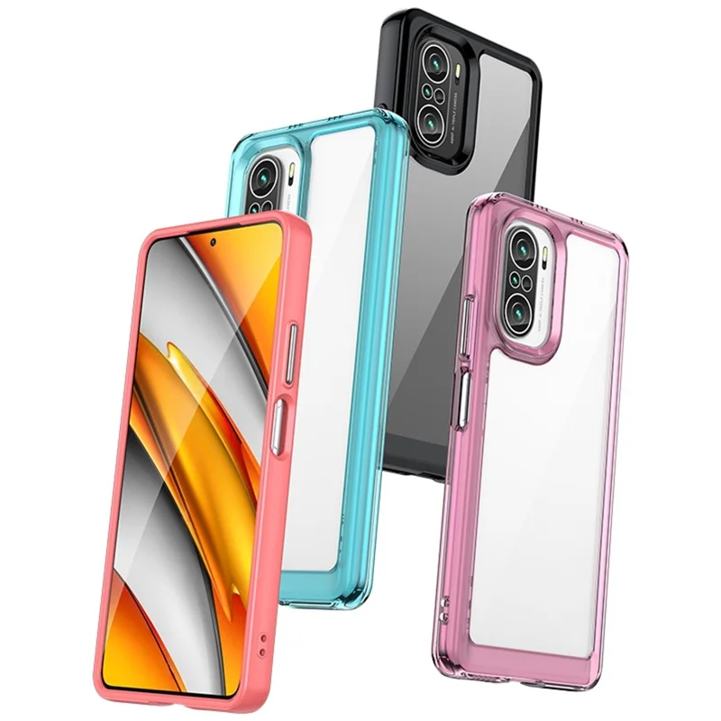 Para Xiaomi Poco F3/Mi 11i/Mi 11X/Mi 11X Pro/Redmi K40/K40 Pro/K40 Pro+ Carcasa de teléfono independiente de botones Híbrida de TPU+Acrílico - Azul bebé