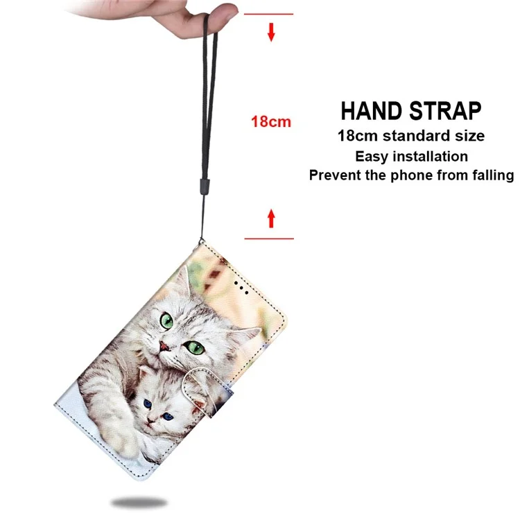 Novel Pattern Printing PU Leather Phone Shell for Xiaomi 12 5G/12X 5G/12S 5G, Folio Flip Wallet Foldable Stand Anti-Collision Leather Case with Strap - B05 Big Cat Hugging Kitten