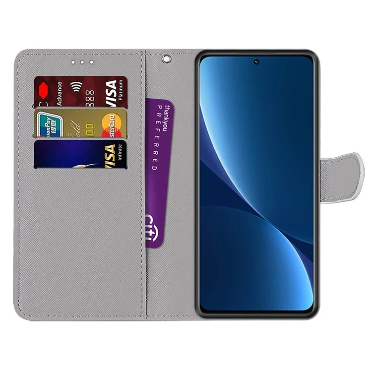 Funda de teléfono de cuero de imitación con impresión de patrón de novedad para Xiaomi 12 Pro 5G/12S Pro 5G/12 Pro (Dimensity) 5G, cartera con cierre magnético y soporte - B05 Gato grande abrazando gatito