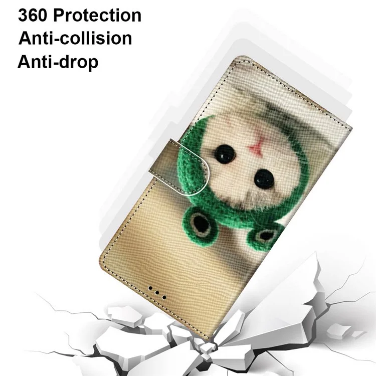 Für Xiaomi 12 5G/12X 5G/12S 5G Brieftaschenhülle Musterbedruckung PU-Leder Buchstilständer Weiche TPU-Kratzfeste Abdeckung mit Riemen - A32 Kätzchen mit Hut