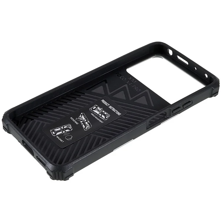 Für Xiaomi Poco X4 Pro 5G PC TPU Combo Armor Phone Case Vollschutz Anti-fall-kickstand Und Magnetmetallblech Hybridschale - Silber-