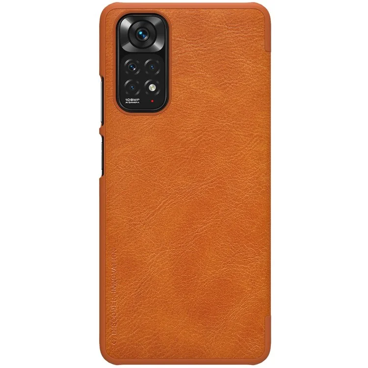 Serie Nillkin Qin Para Xiaomi Redmi Note 11S 4G PU Leather Folio Folio Flip Case Soportista Cubierta Protectora - Marrón