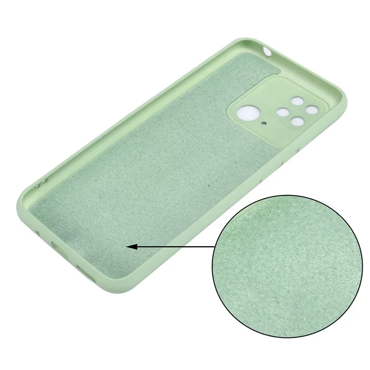 For Xiaomi Redmi 10C 4G Precise Cutouts Liquid Silicone Case Soft Microfiber Lining Drop Protection Slim Thin Cover with Strap - Green