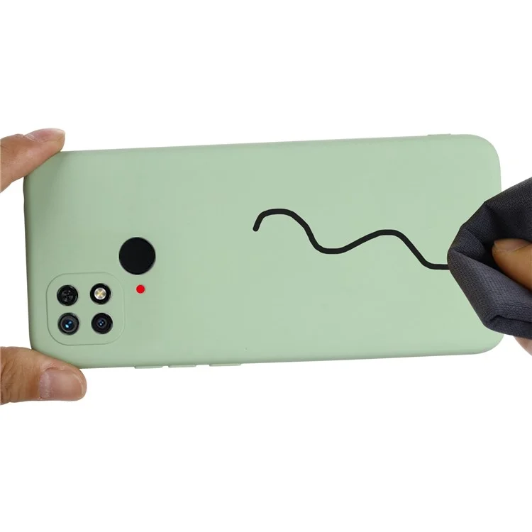 For Xiaomi Redmi 10C 4G Precise Cutouts Liquid Silicone Case Soft Microfiber Lining Drop Protection Slim Thin Cover with Strap - Green