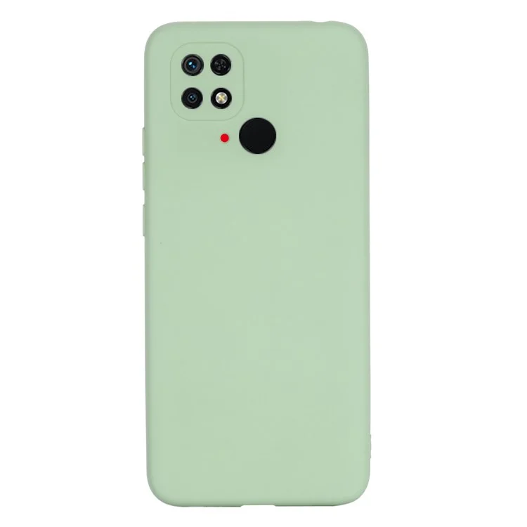 For Xiaomi Redmi 10C 4G Precise Cutouts Liquid Silicone Case Soft Microfiber Lining Drop Protection Slim Thin Cover with Strap - Green