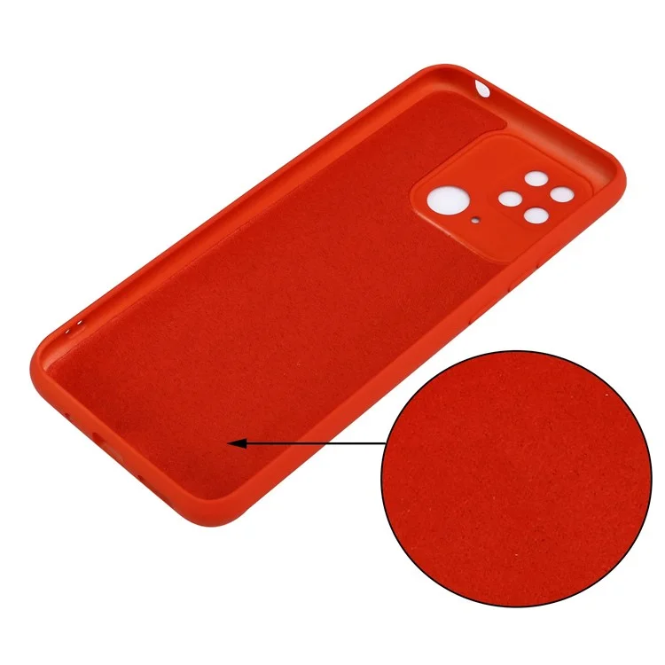 For Xiaomi Redmi 10C 4G Precise Cutouts Liquid Silicone Case Soft Microfiber Lining Drop Protection Slim Thin Cover with Strap - Red