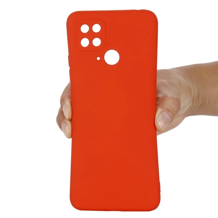 For Xiaomi Redmi 10C 4G Precise Cutouts Liquid Silicone Case Soft Microfiber Lining Drop Protection Slim Thin Cover with Strap - Red