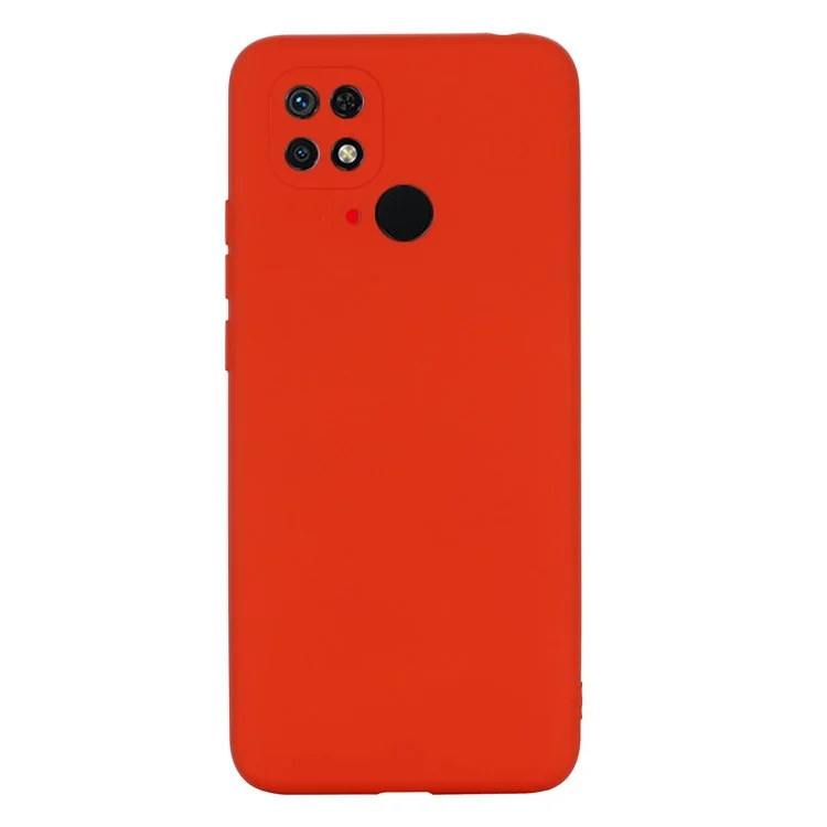 For Xiaomi Redmi 10C 4G Precise Cutouts Liquid Silicone Case Soft Microfiber Lining Drop Protection Slim Thin Cover with Strap - Red