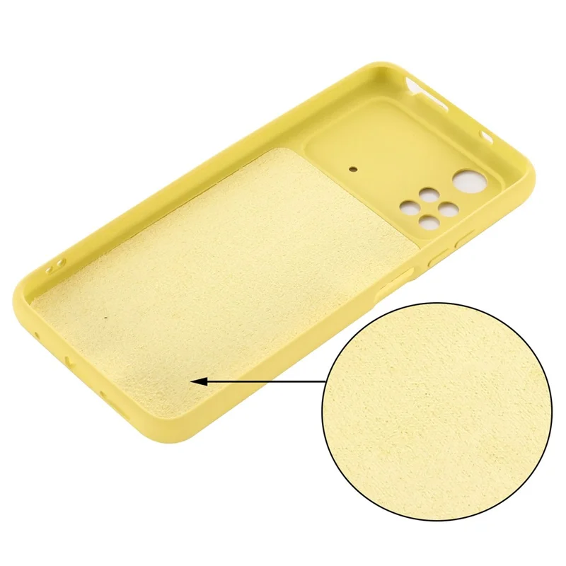 Para Xiaomi Poco M4 Pro 4G Skin Touch Liquid Silicone Case Soft Microfiber Lining Precise Cutouts Camera Protection Shockproof Phone Protector with Strap - Amarelo
